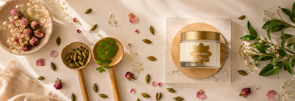 amla cream with botanical herbs and floweres around it